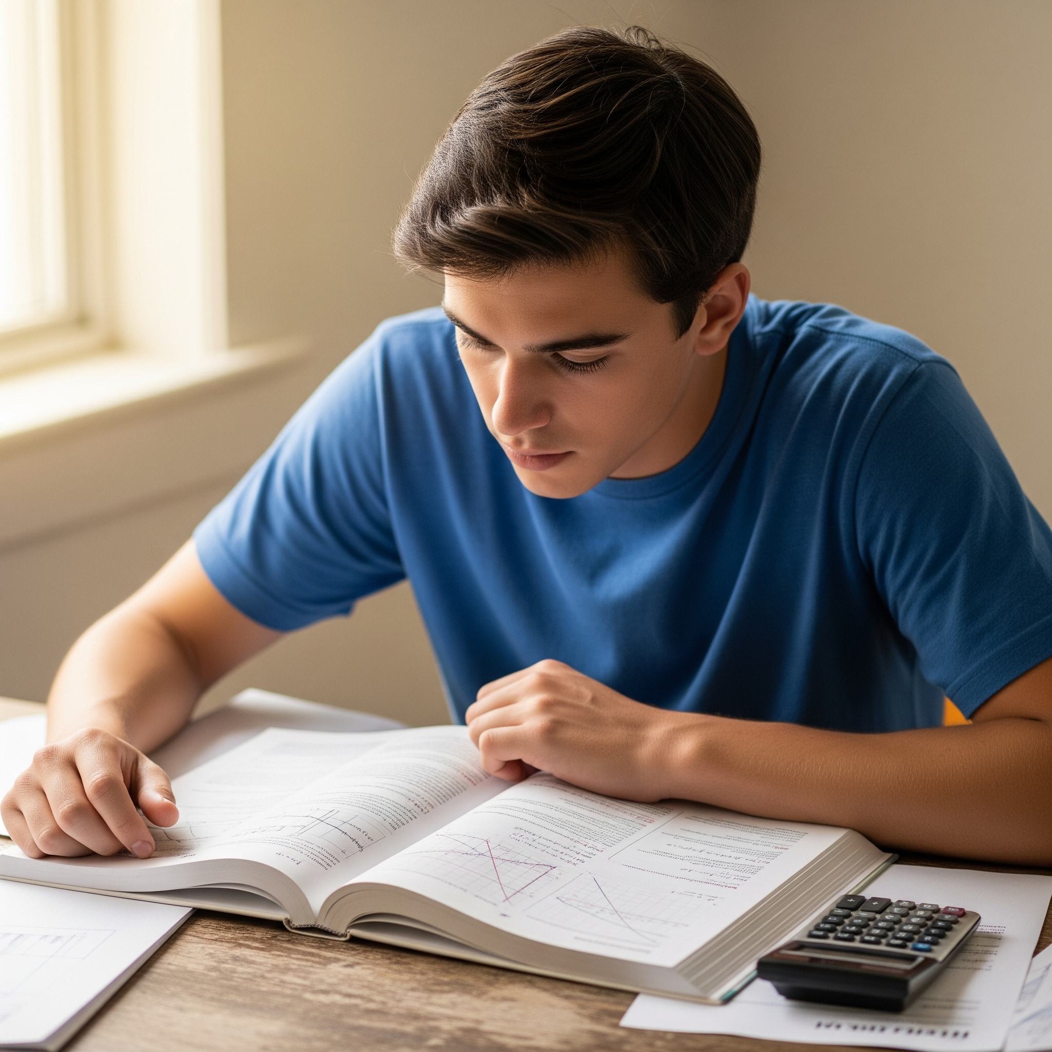 Leerling die nadenkt over wiskunde